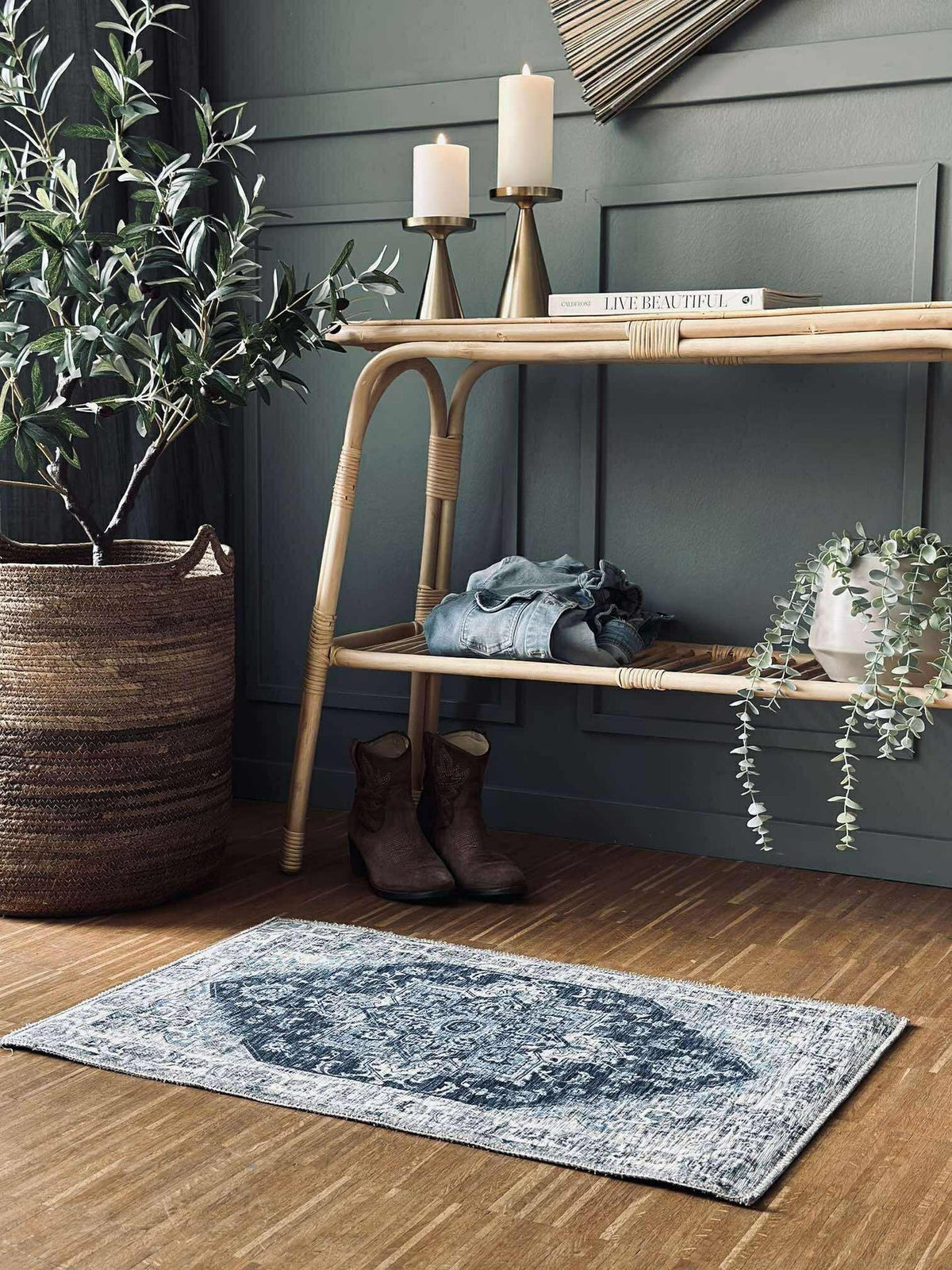 Deurmat vintage look Blauw 50x80cm