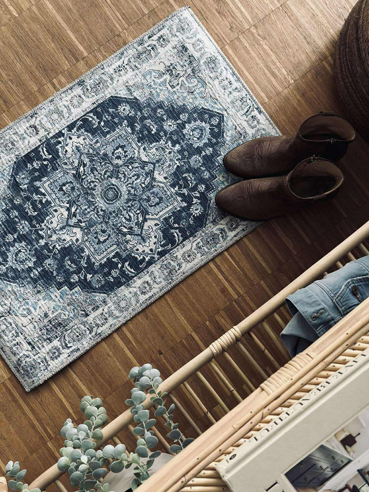 Deurmat vintage look Blauw 50x80cm