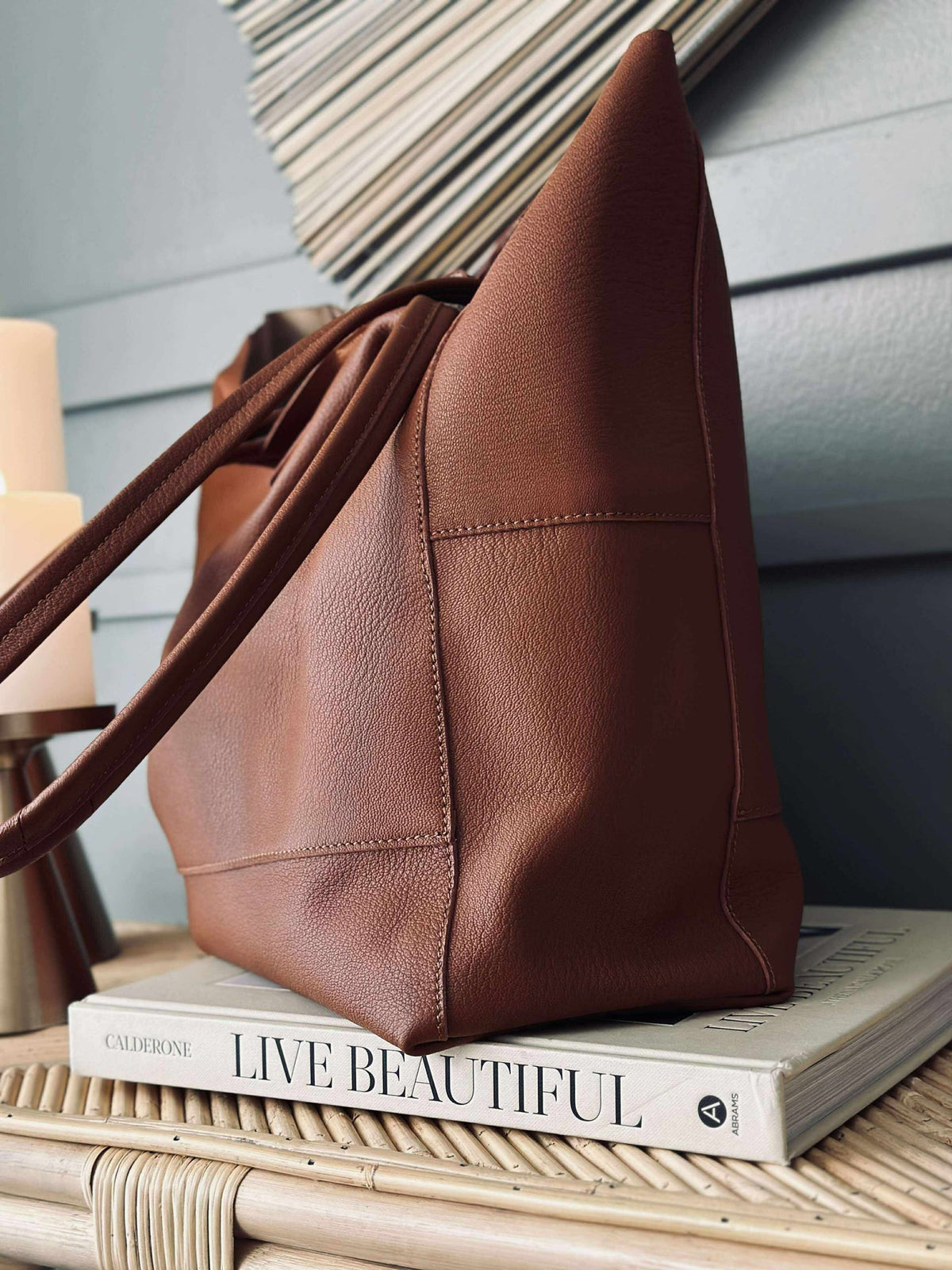 Shopper Daily van zacht leer - Cognac