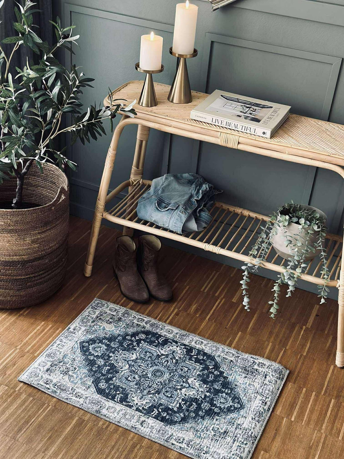 Deurmat vintage look Blauw 50x80cm