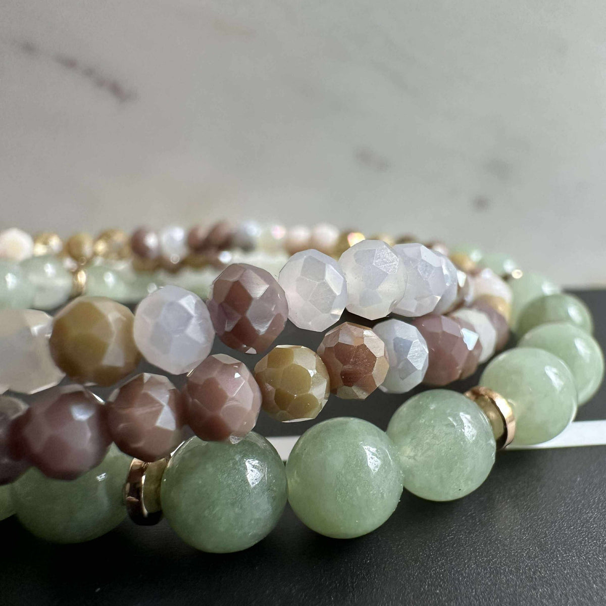 Armbanden Luna Jade Green – Set van 3 stuks