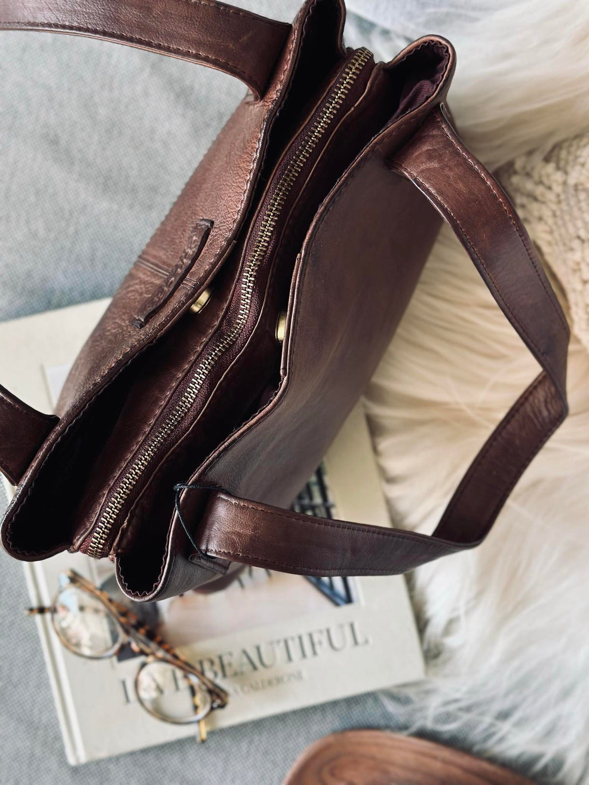 Schoudertas - Brandy leather