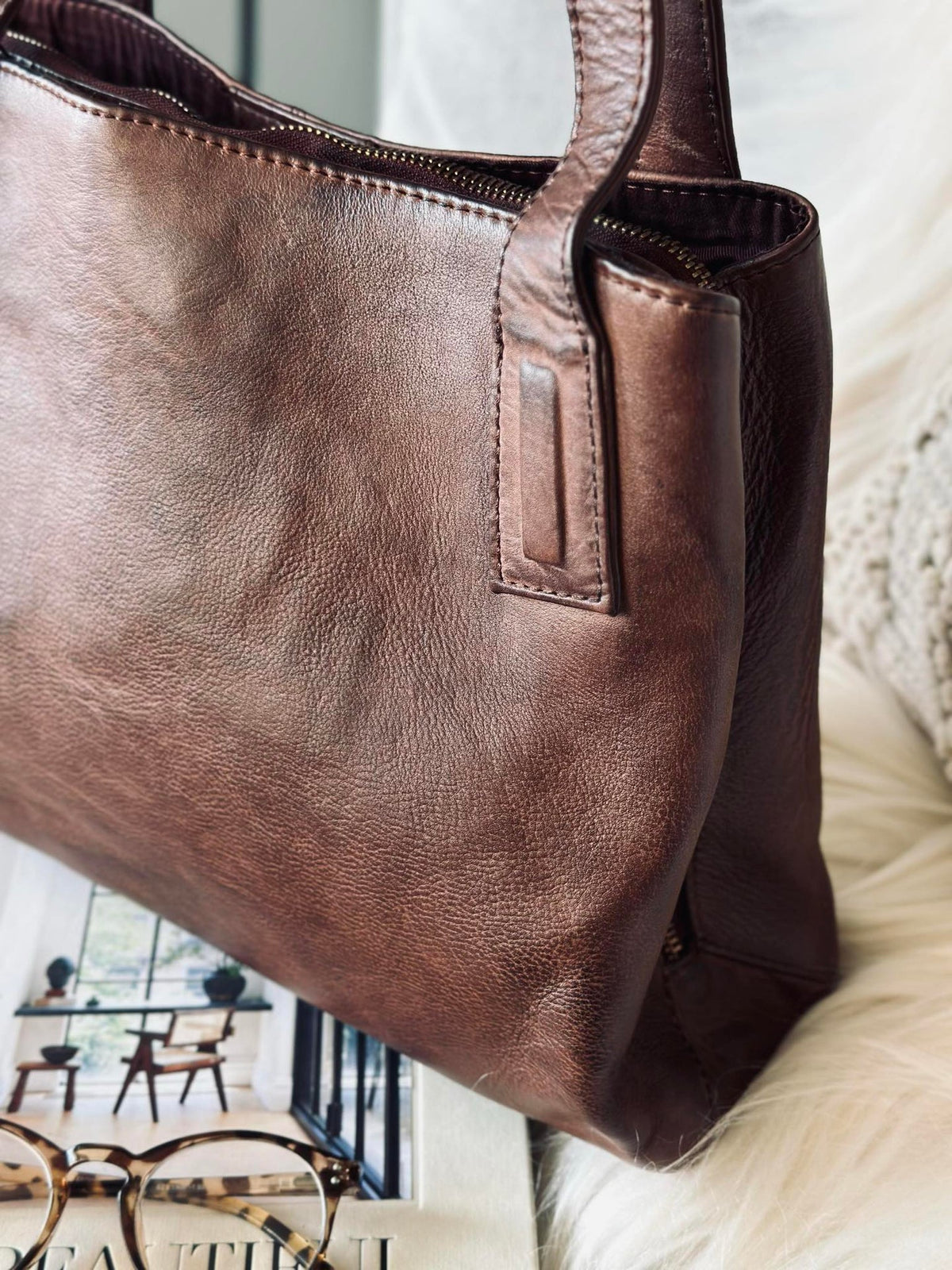 Schoudertas - Brandy leather