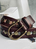Jeans riem versierd met studs - Brown
