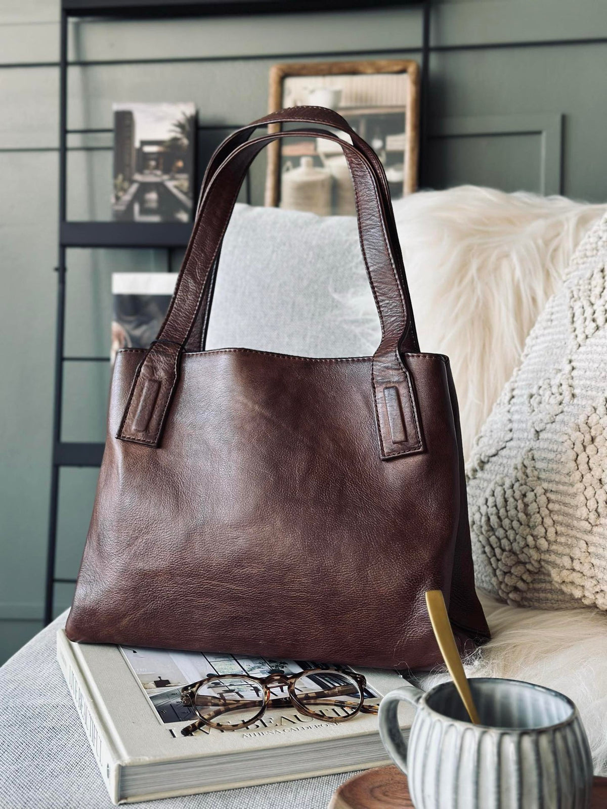 Schoudertas - Brandy leather