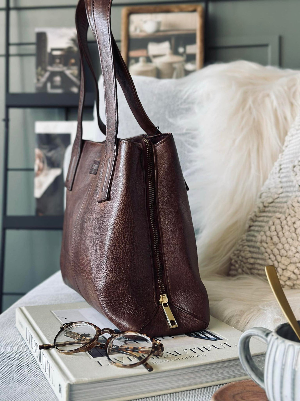 Schoudertas - Brandy leather