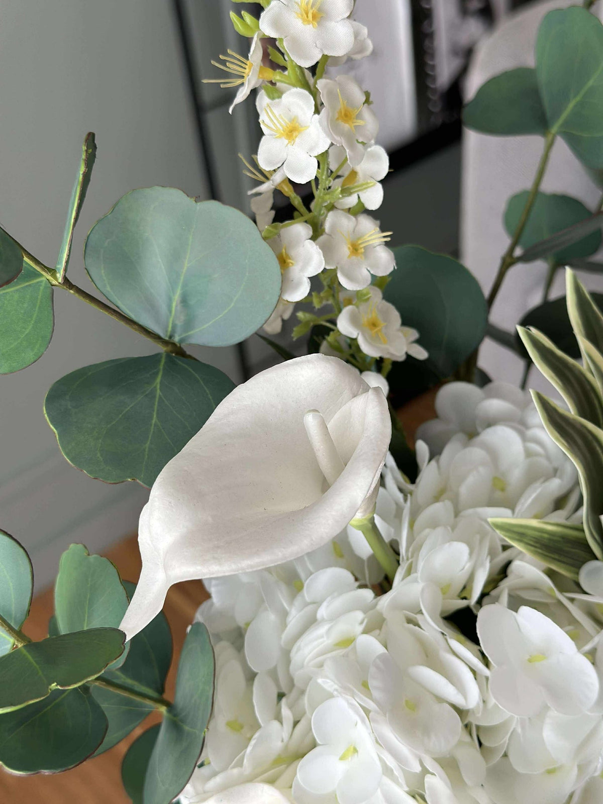 Boeket met witte hortensia