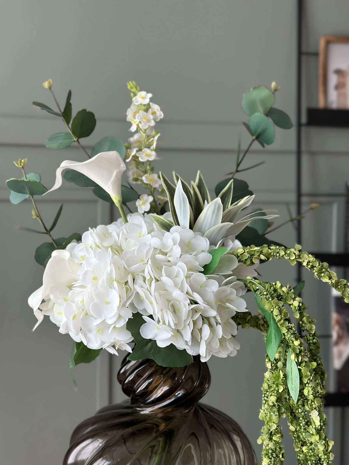 Boeket met witte hortensia