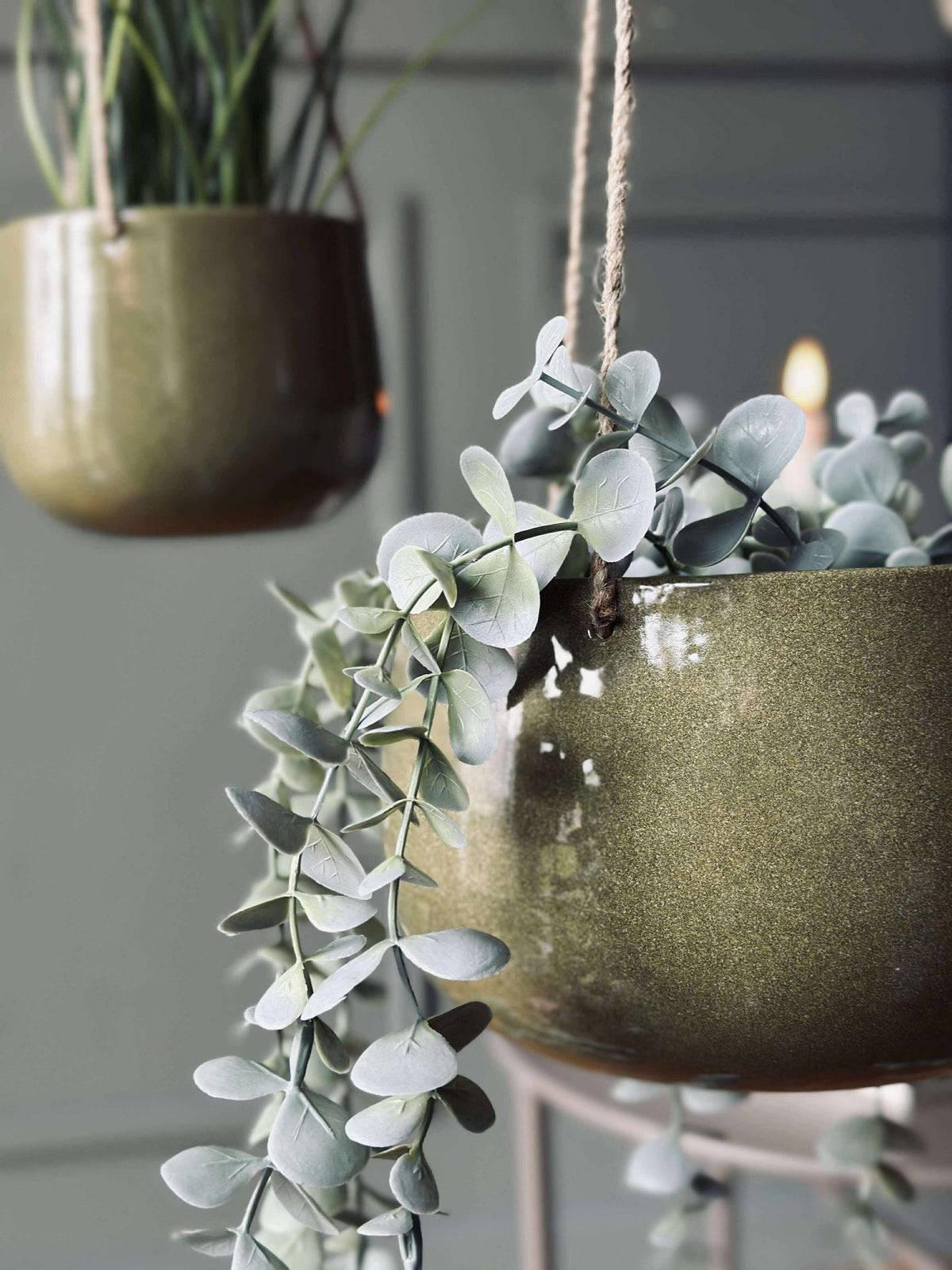 Bloempot m. ophanging groen - meerdere maten