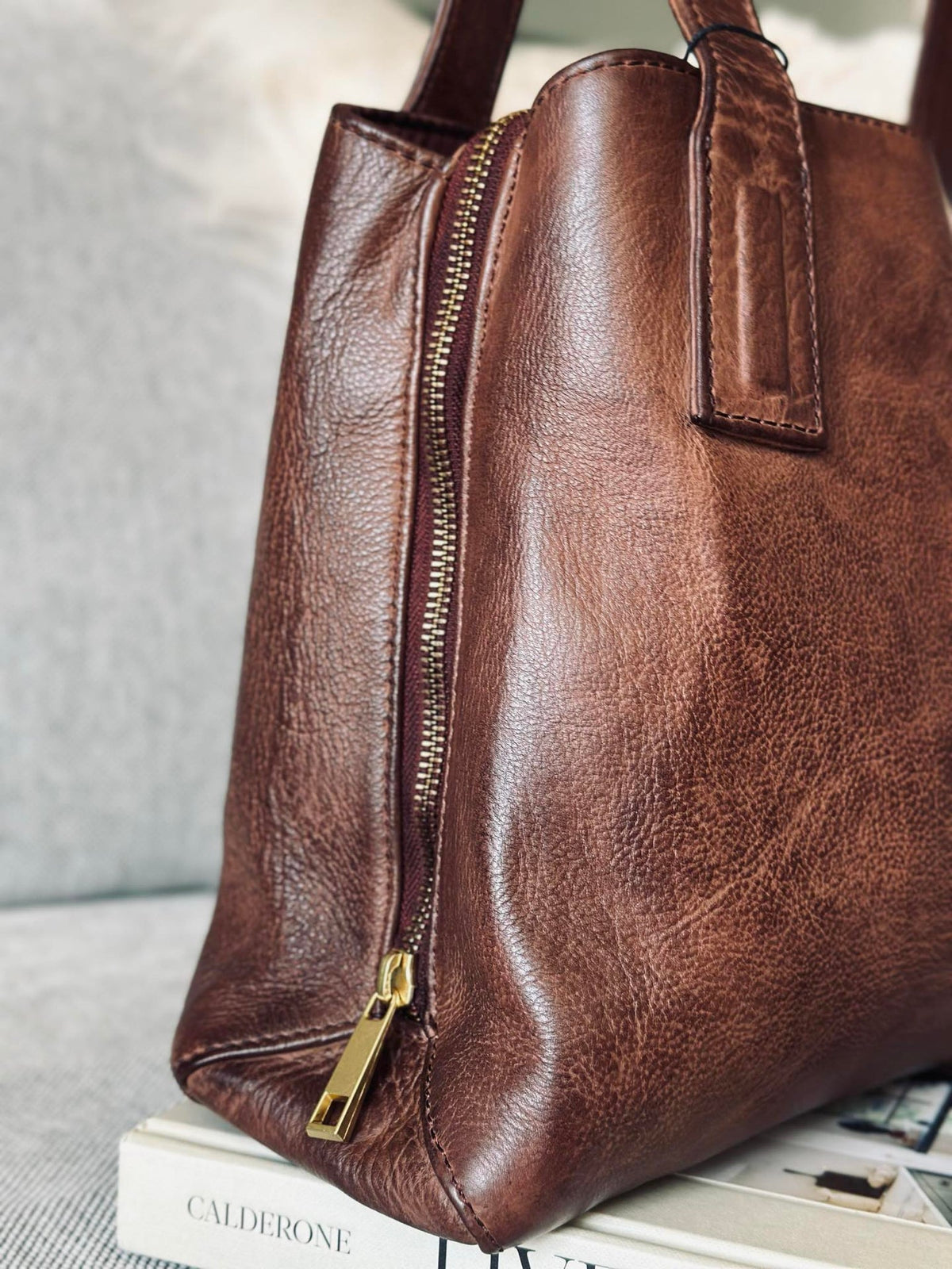 Schoudertas - Brandy leather