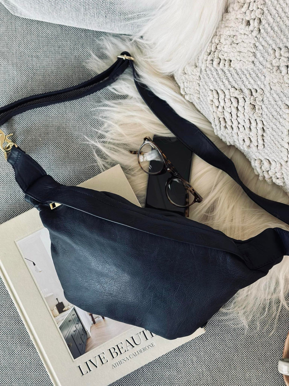 Cool Buffy Bumbag van boterzacht leer - Midnight Blue