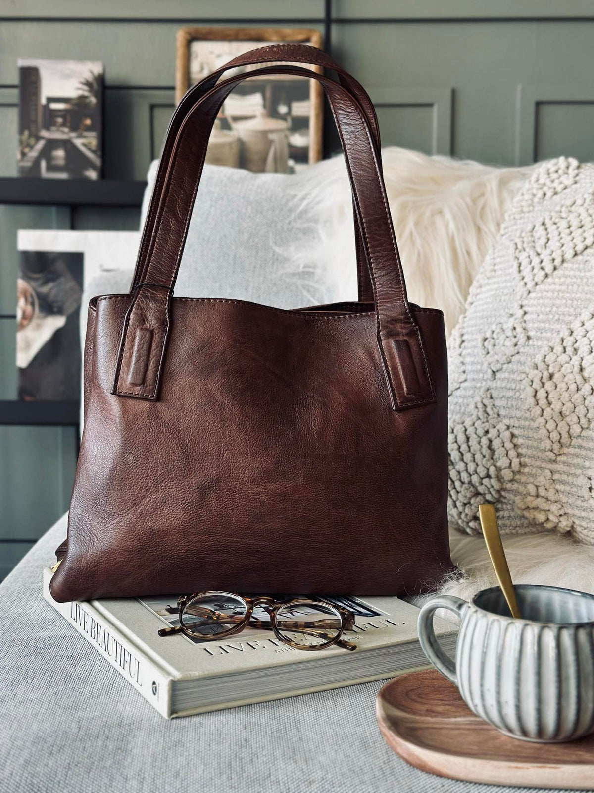 Schoudertas - Brandy leather