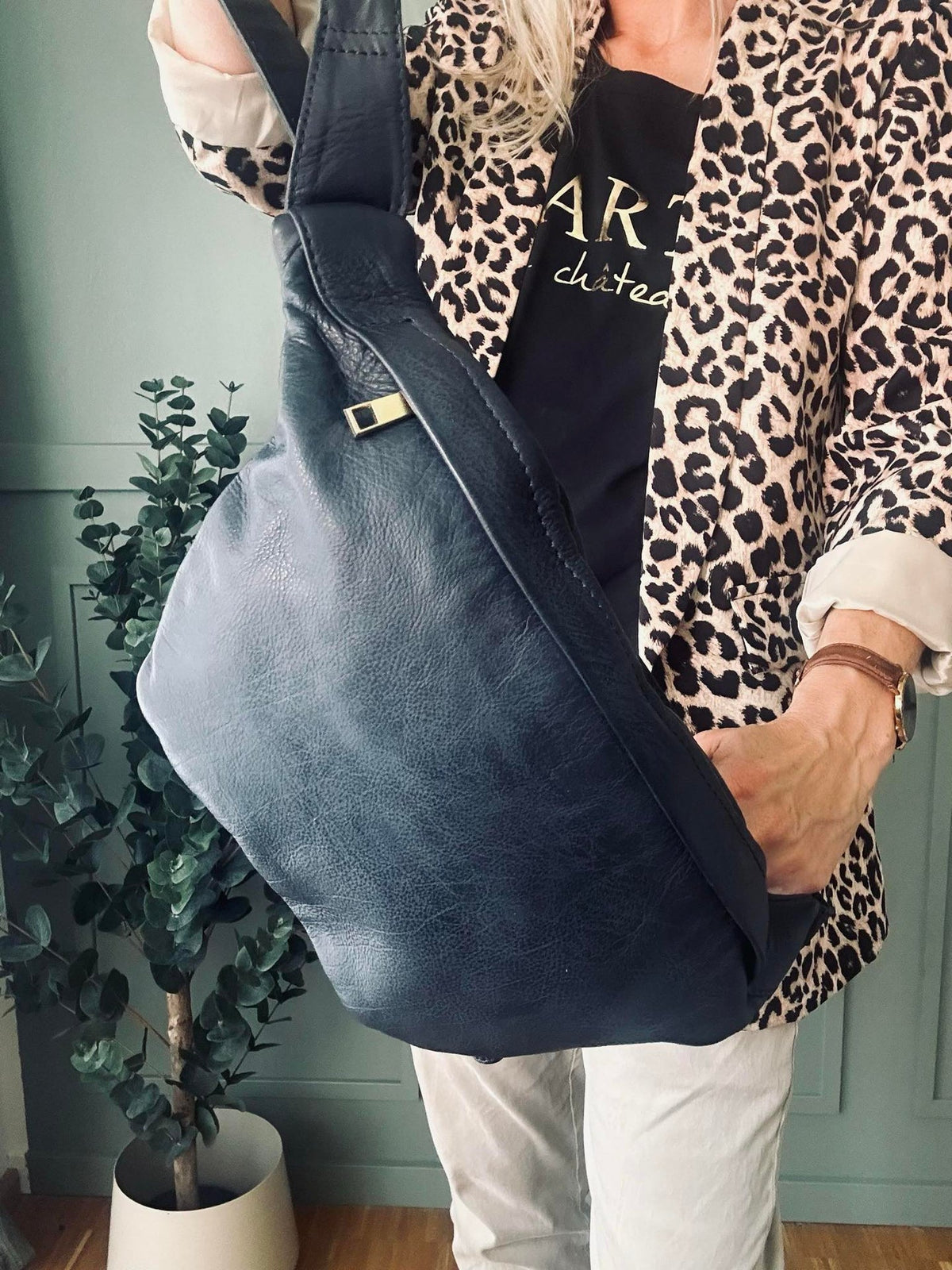 Cool Buffy Bumbag van boterzacht leer - Midnight Blue
