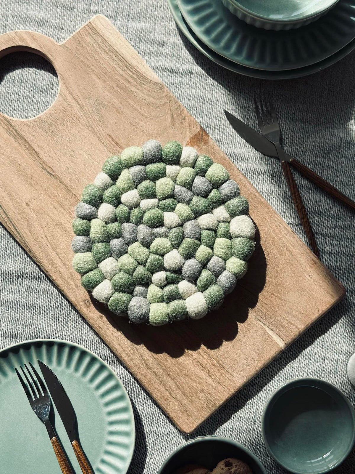 Tafelonderzetter DOTS - Groen wolmix