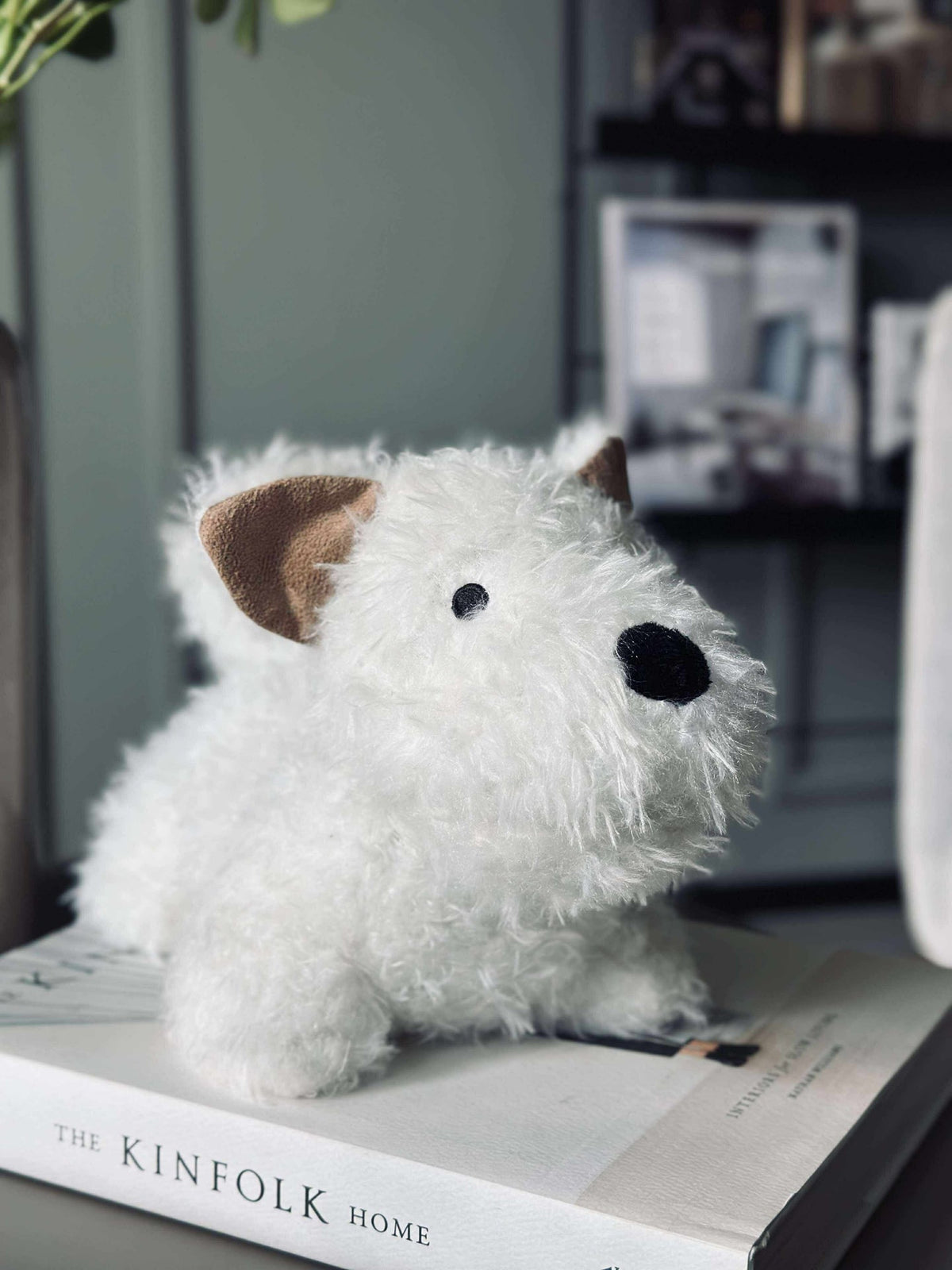 Deurstopper pluche hond - Wit