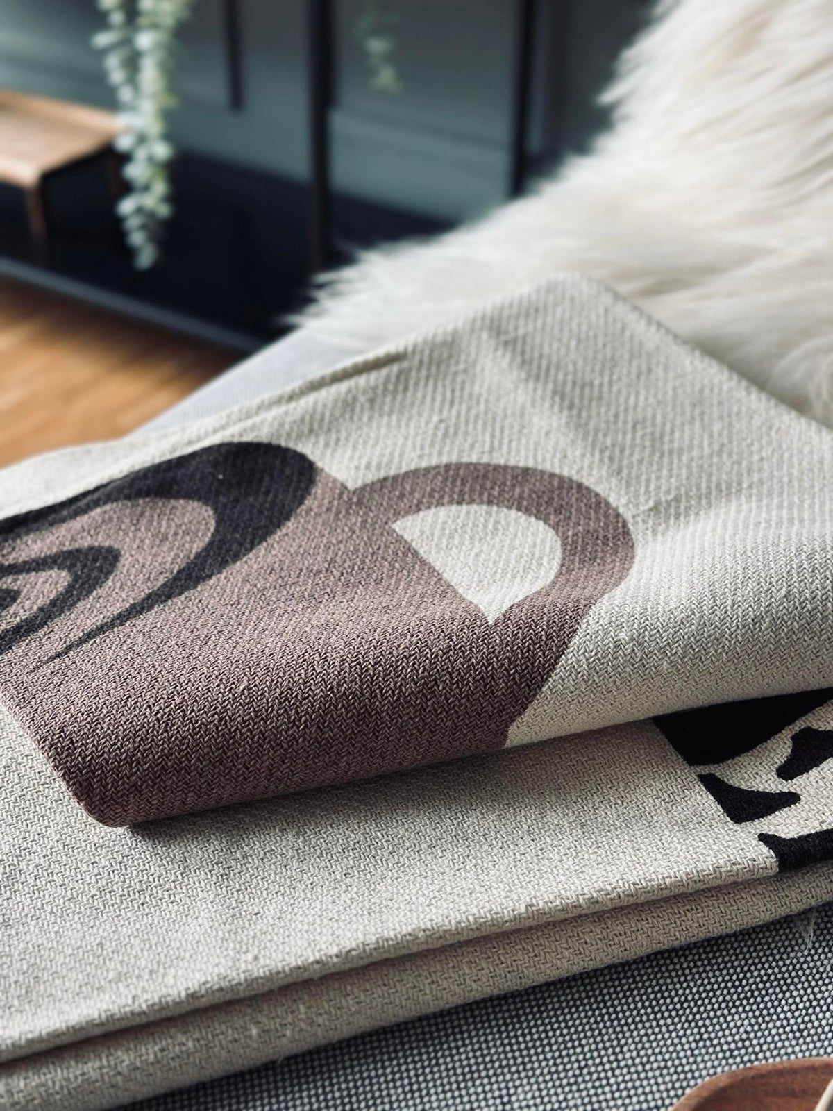 Plaid gerecycled katoen - Coffee