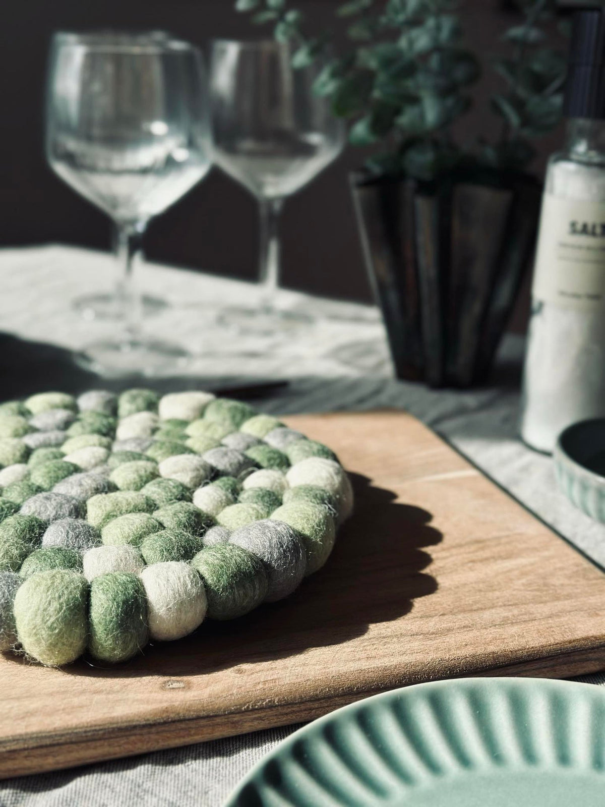 Tafelonderzetter DOTS - Groen wolmix
