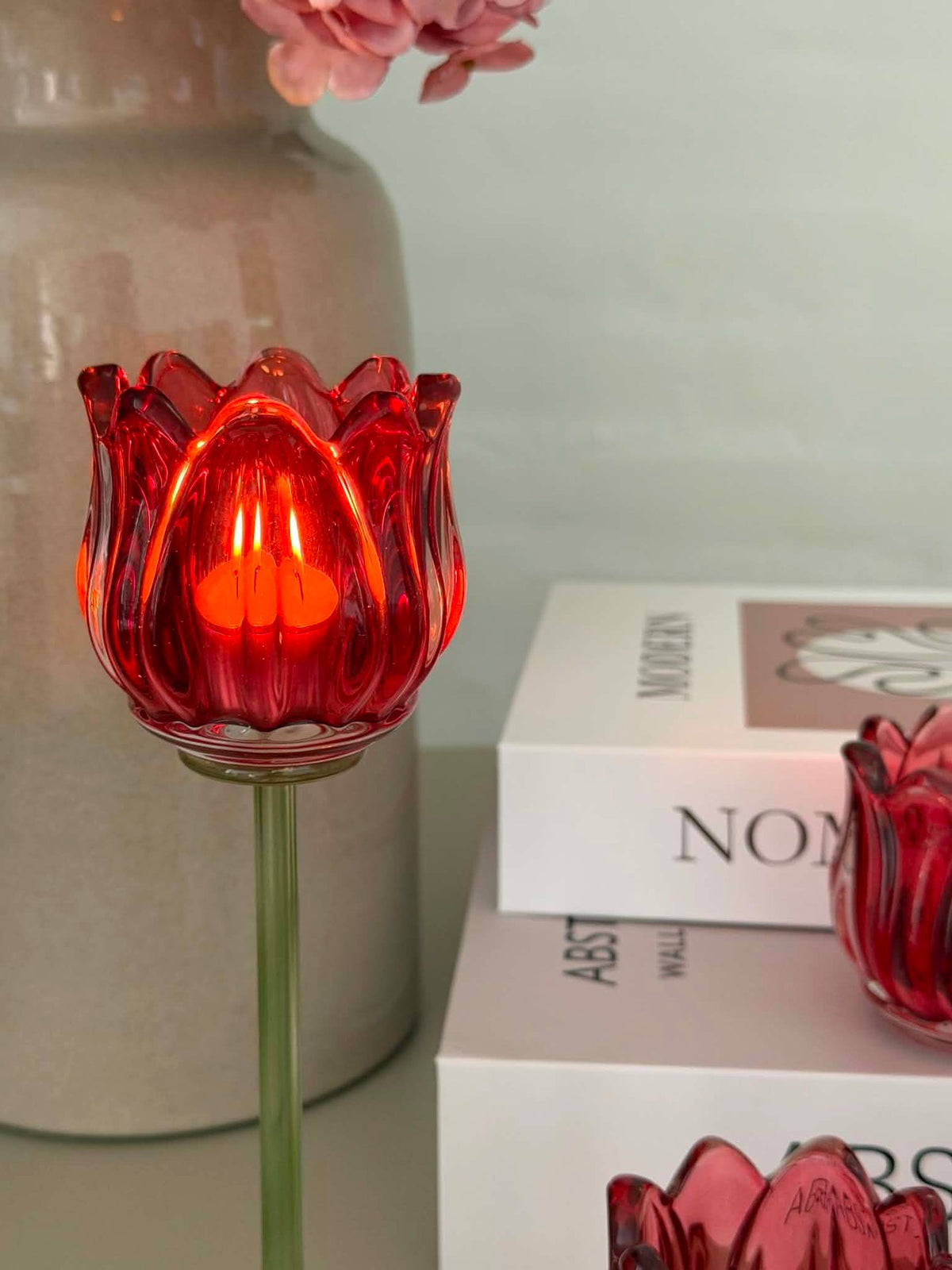Lysestager Tulipan - Rood