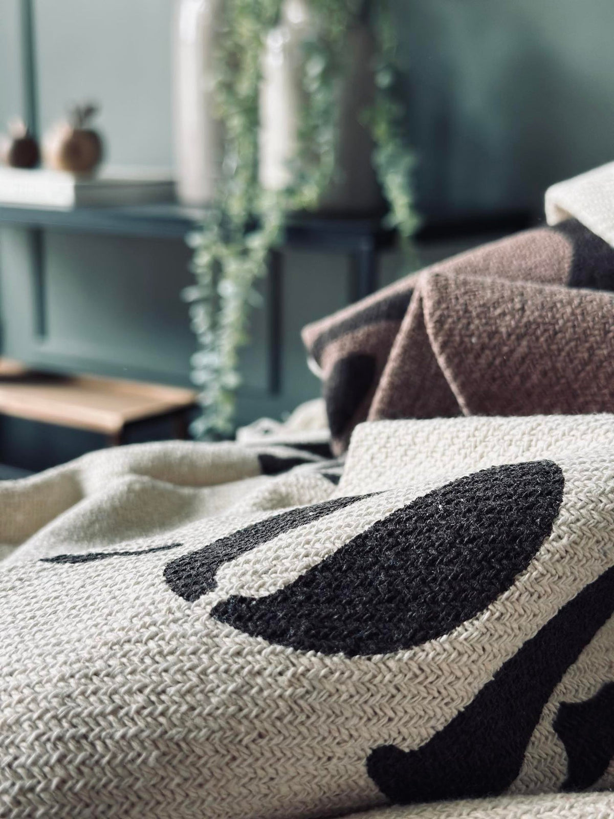 Plaid gerecycled katoen - Coffee