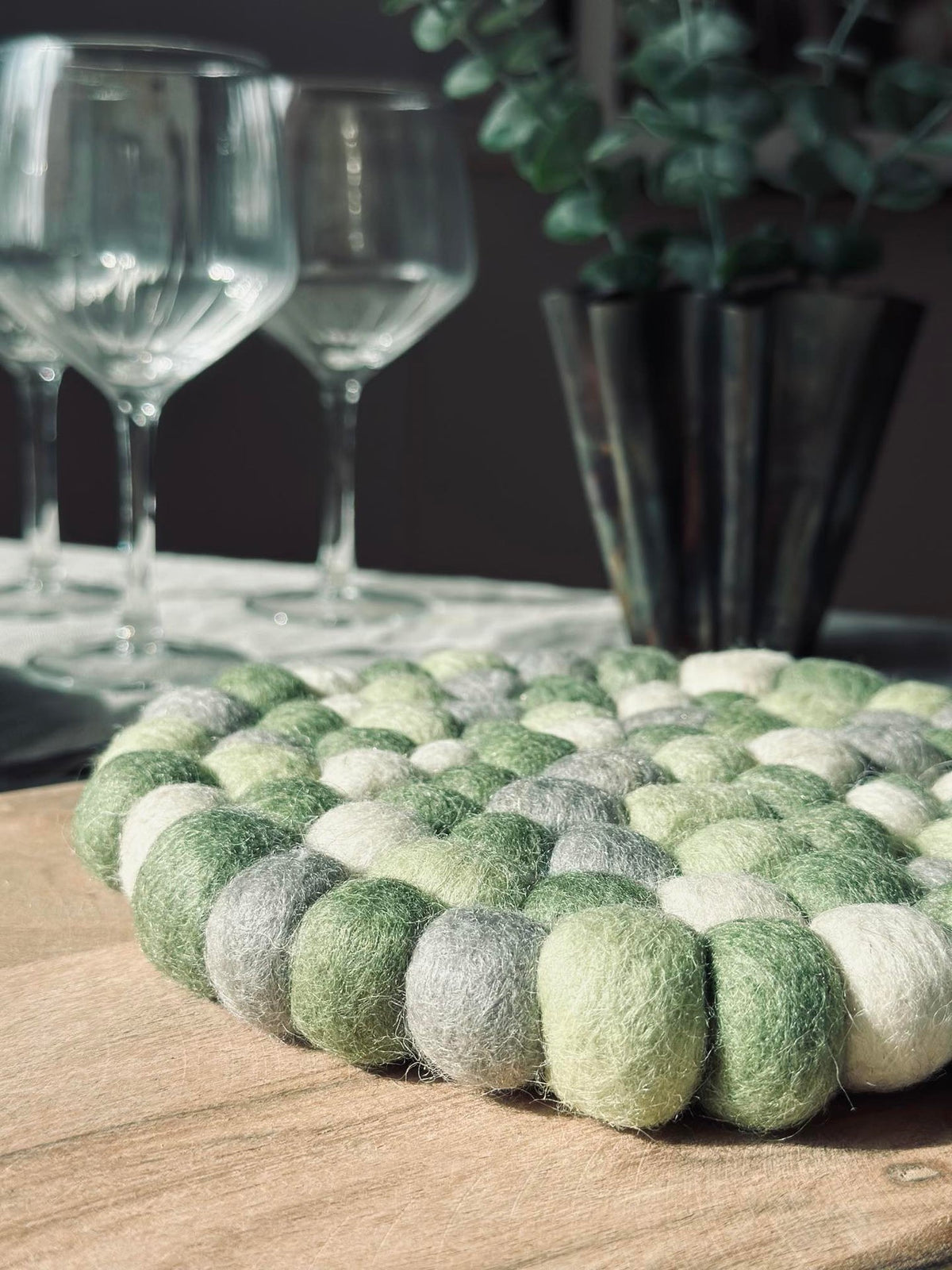 Tafelonderzetter DOTS - Groen wolmix