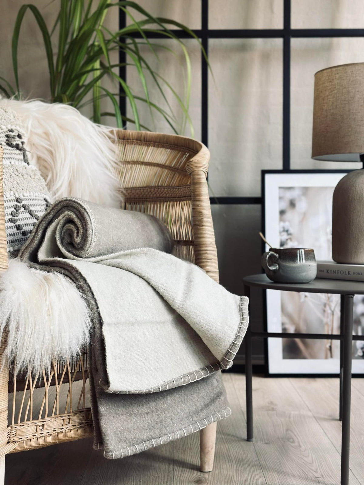 Plaid 100 % wol - Beige / naturel