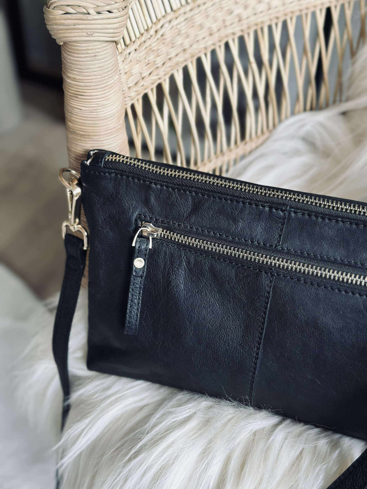 Clutch van zwart leer