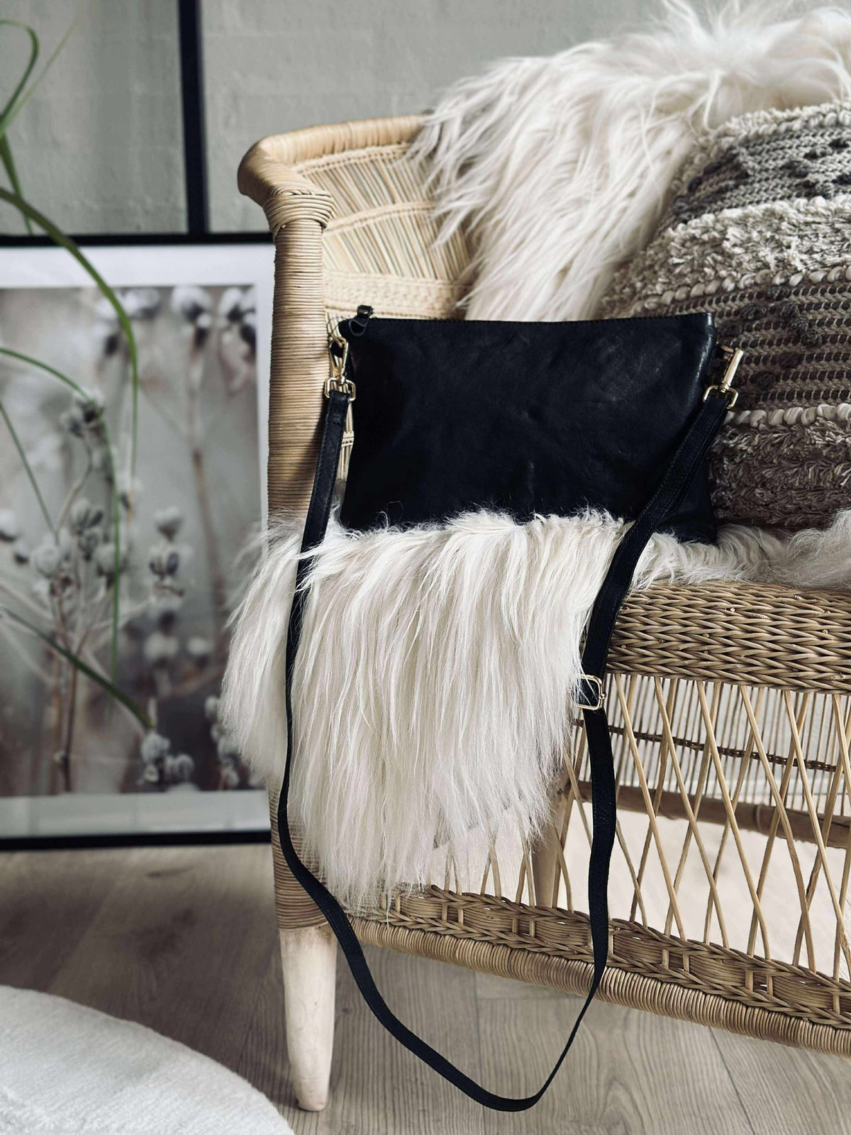 Clutch van zwart leer
