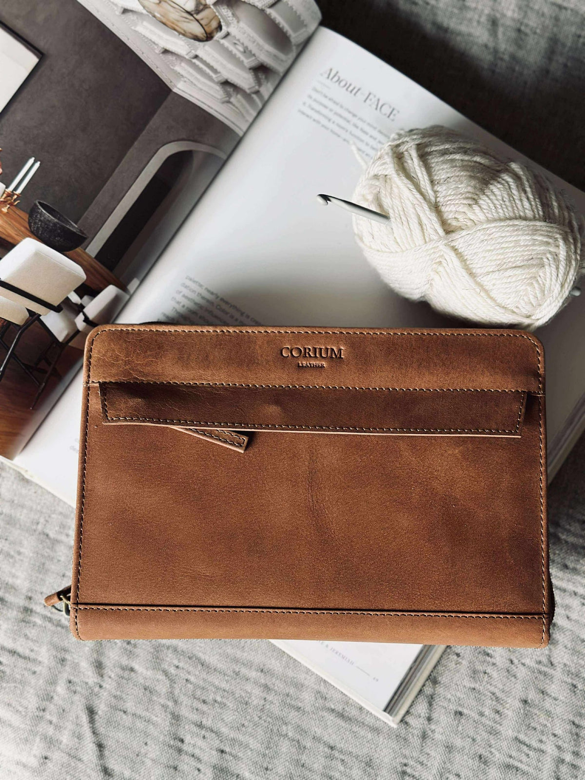 Organiser Cognac Leer