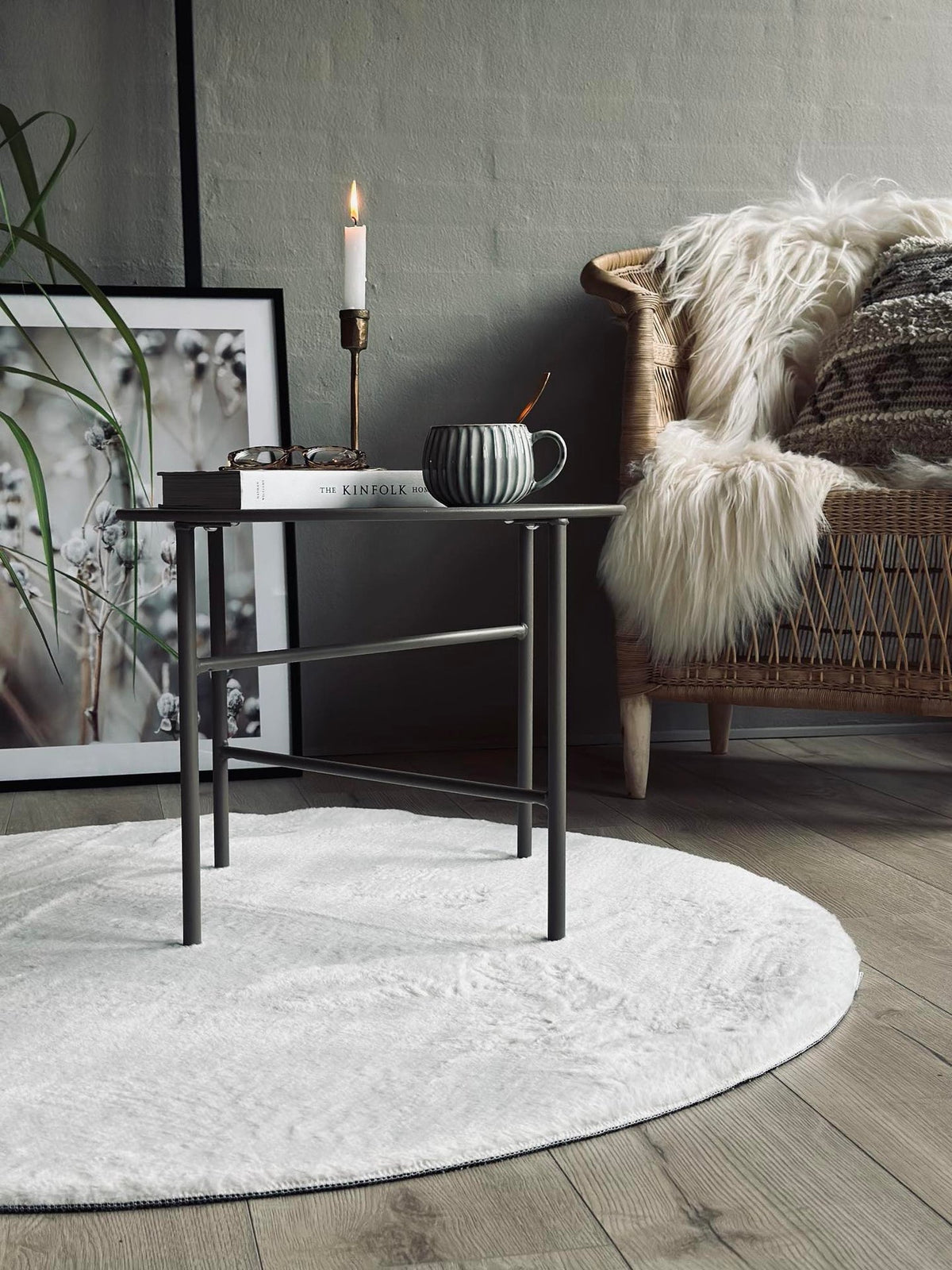Vloerkleed Plys - White dia 120
