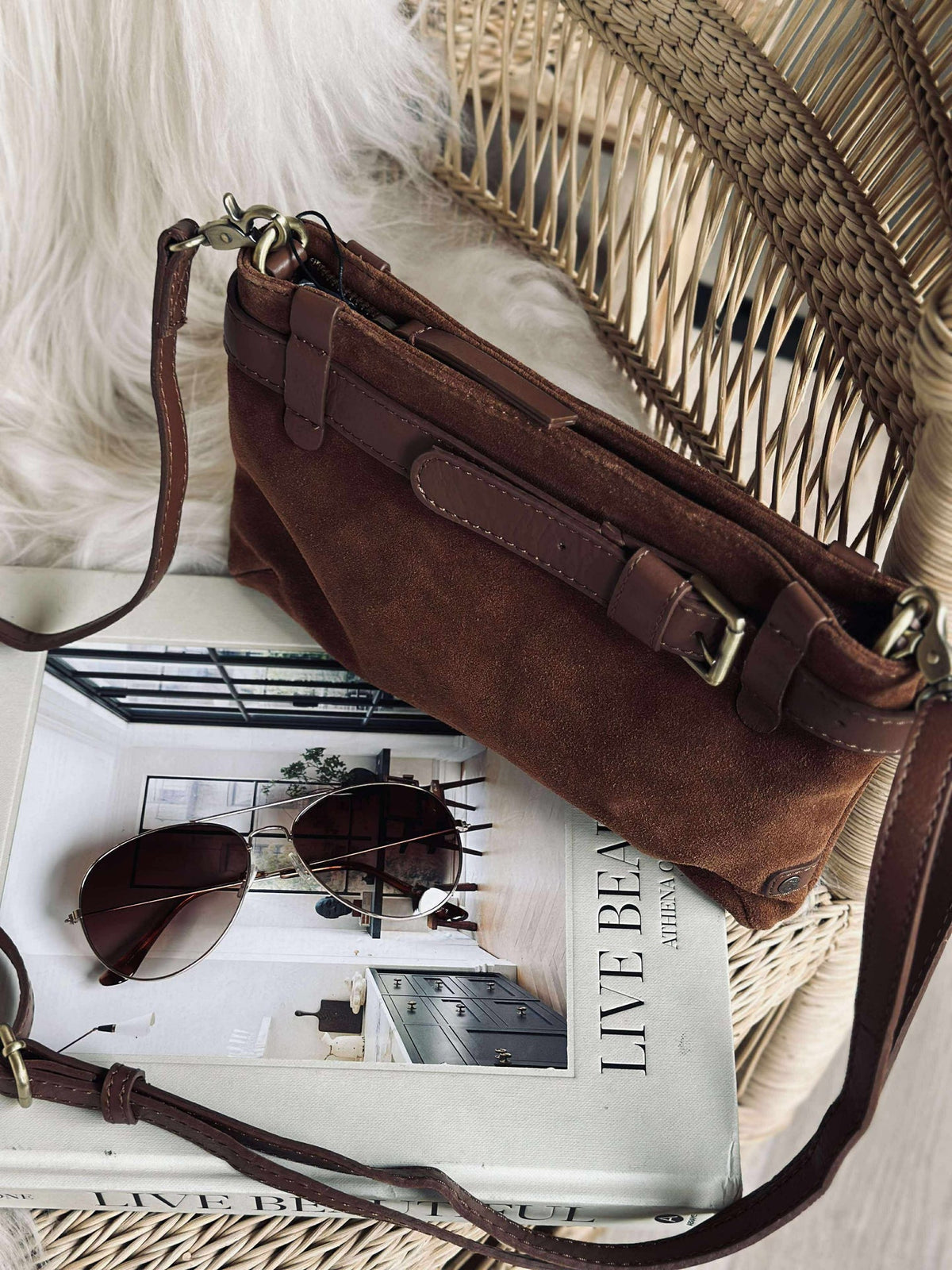 Clutch suède - Cognac