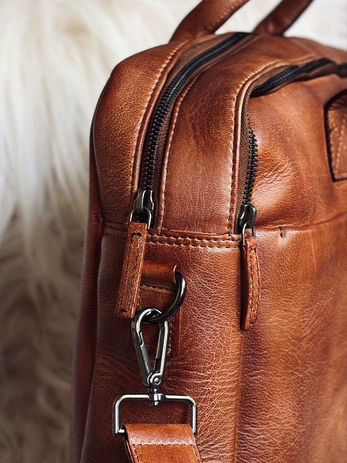 Laptoptas cognac