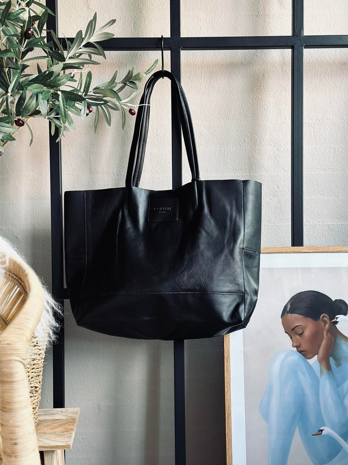 Shopper Daily van zacht leer - Black
