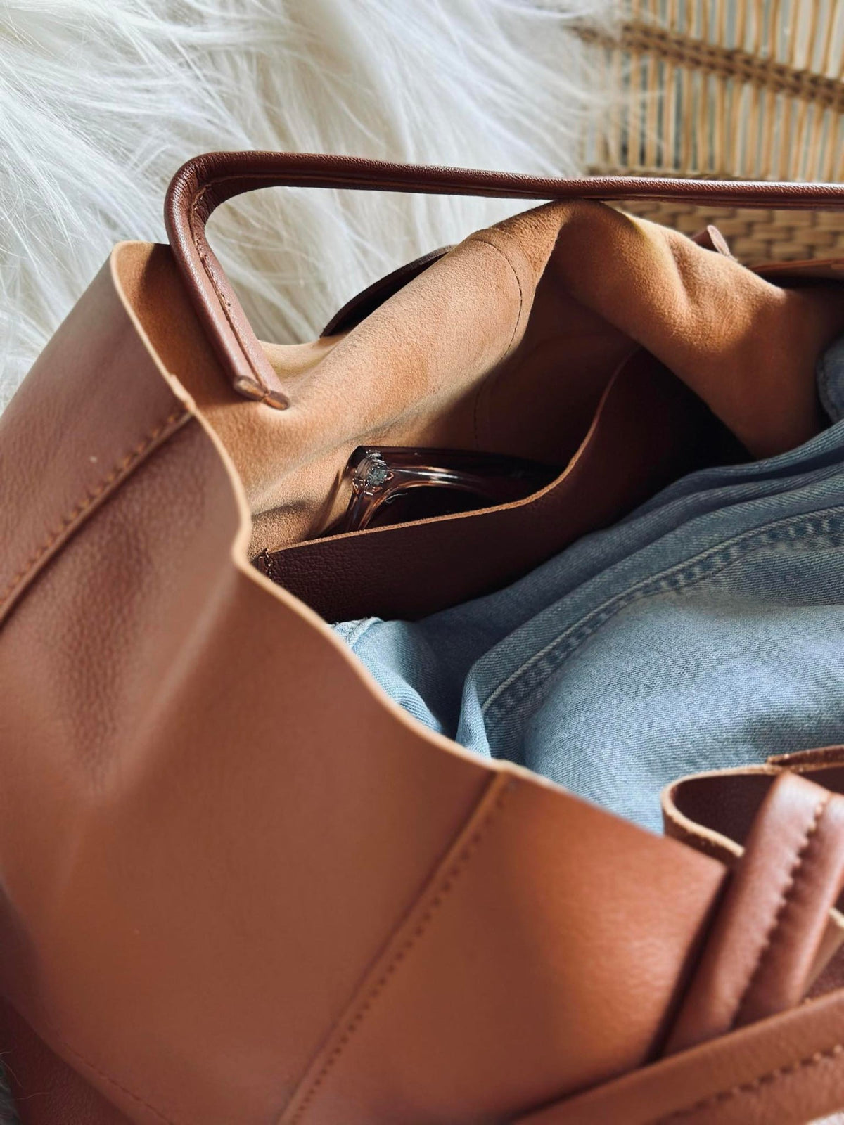 Shopper Daily van zacht leer - Cognac