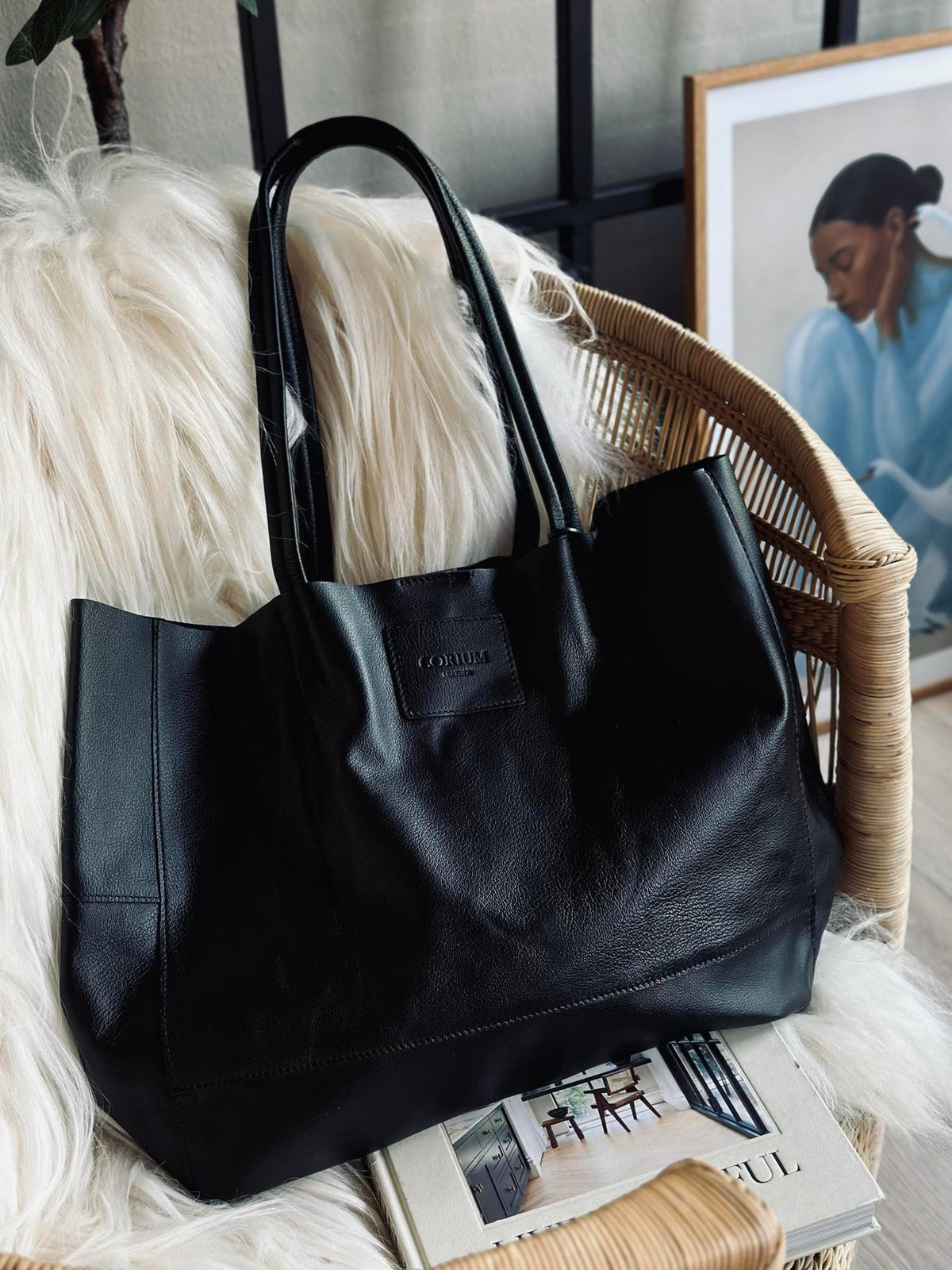 Shopper Daily van zacht leer - Black
