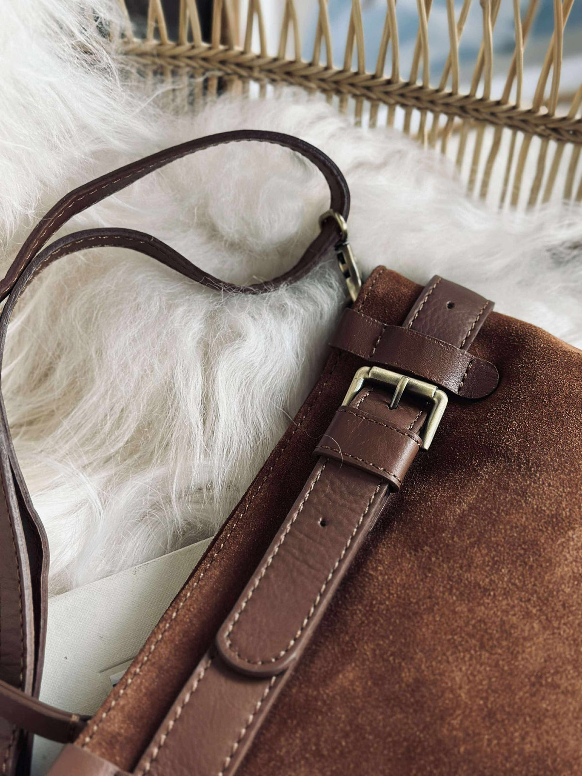 Clutch suède - Cognac