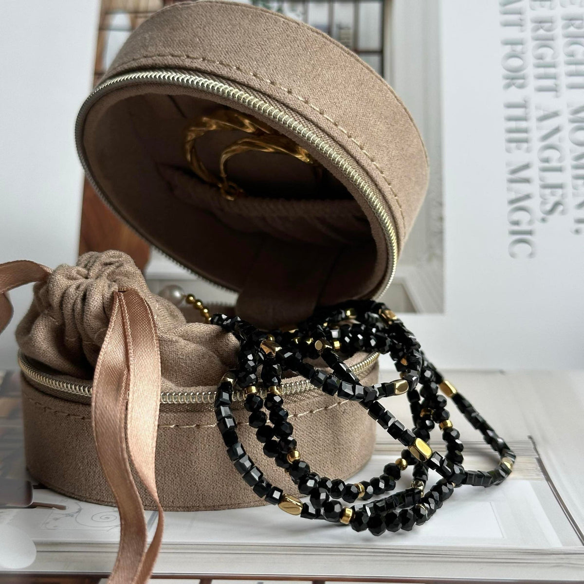 Armband Merle zwart mix - set van 5 stuks
