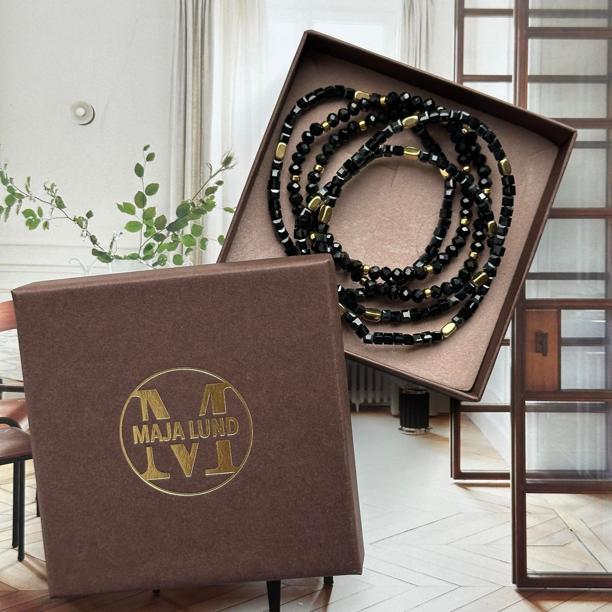 Armband Merle zwart mix - set van 5 stuks