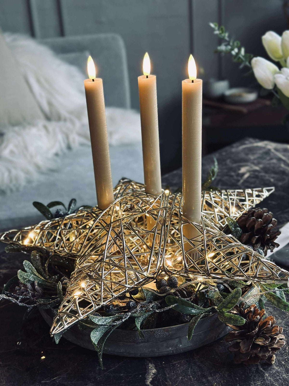 Ster met LED-licht - Gold