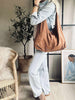 Shopper van zacht suède - Cognac
