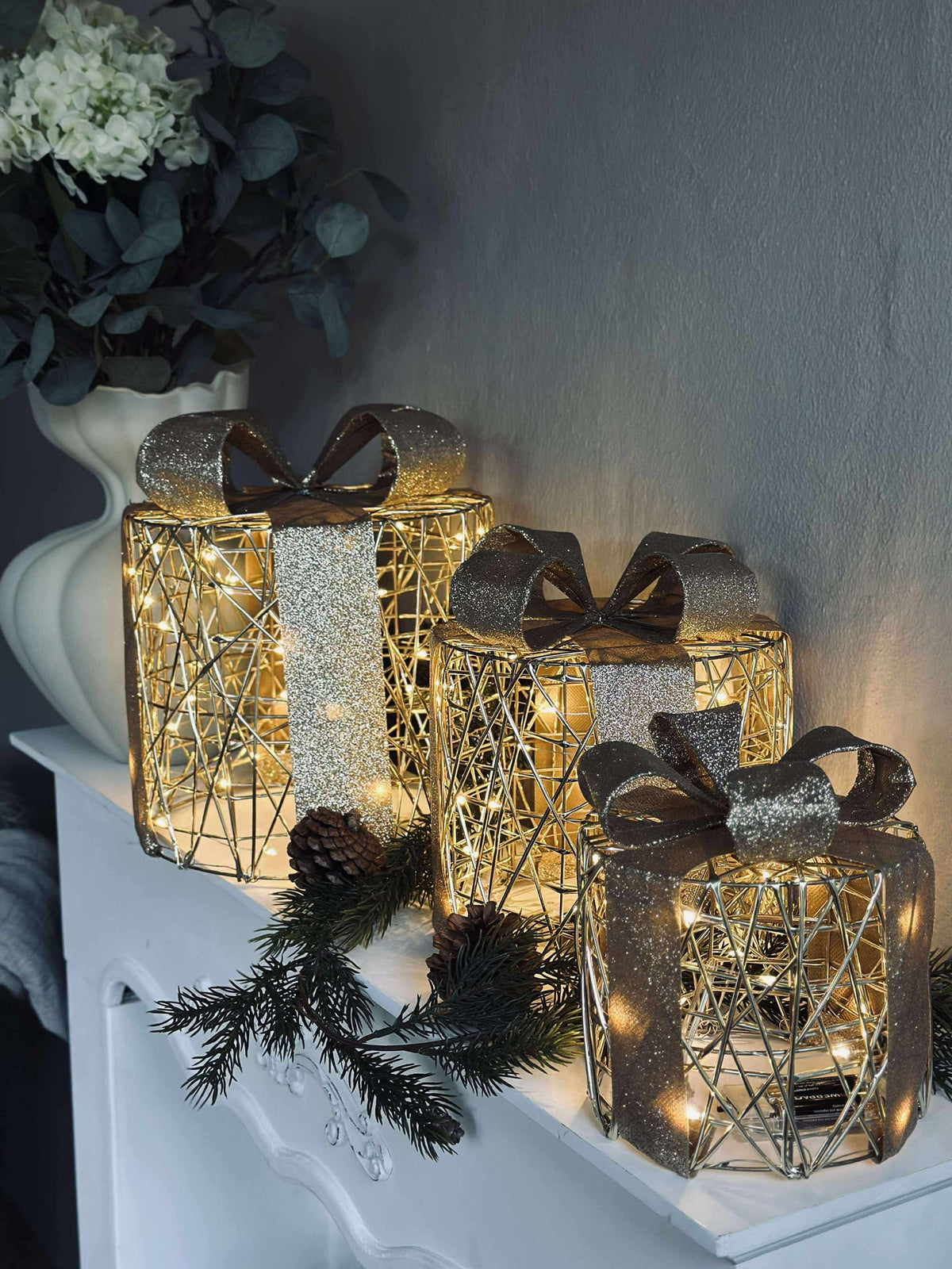 Kerstcadeaus met ledverlichting - 3 st.
