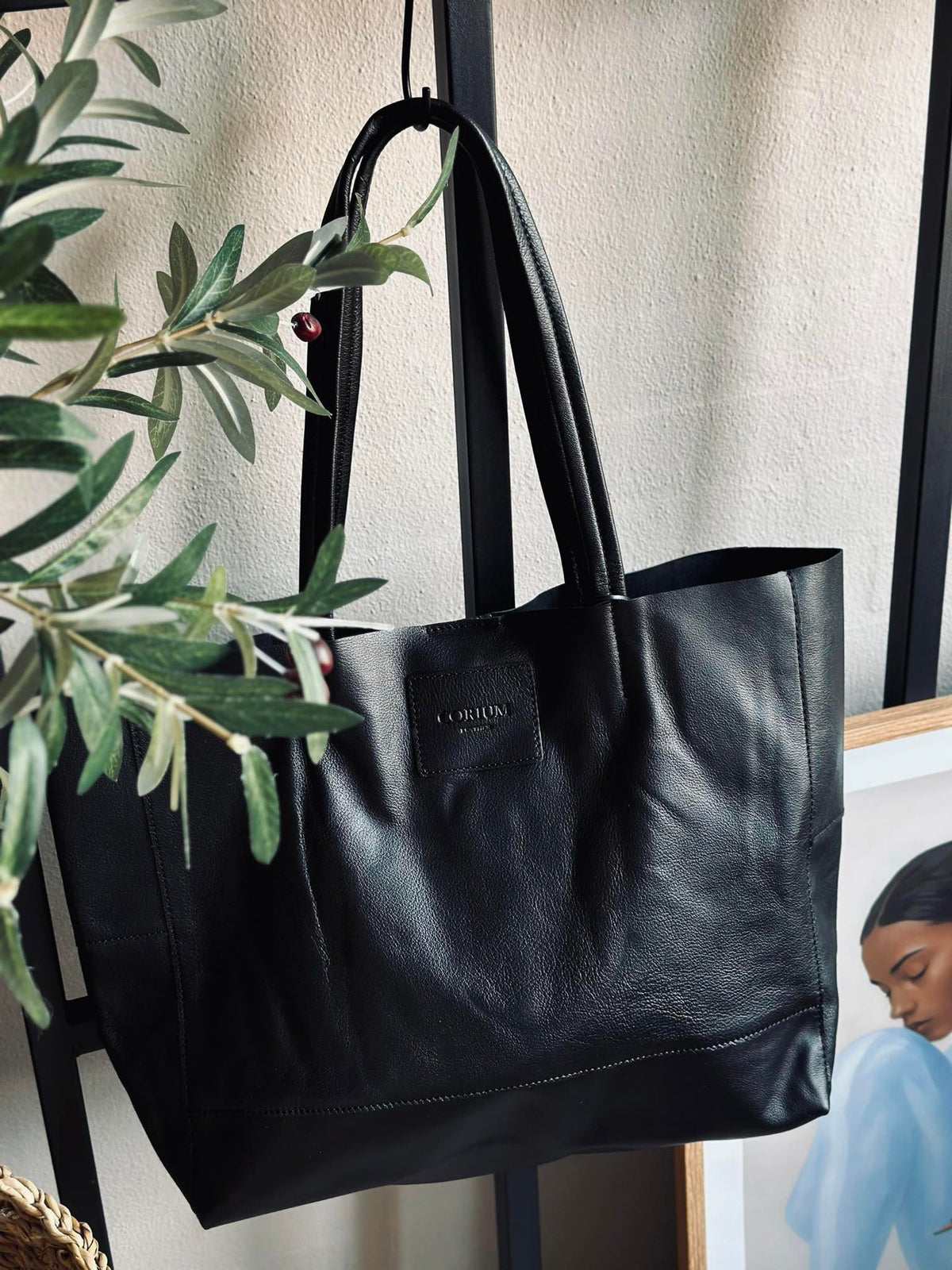 Shopper Daily van zacht leer - Black
