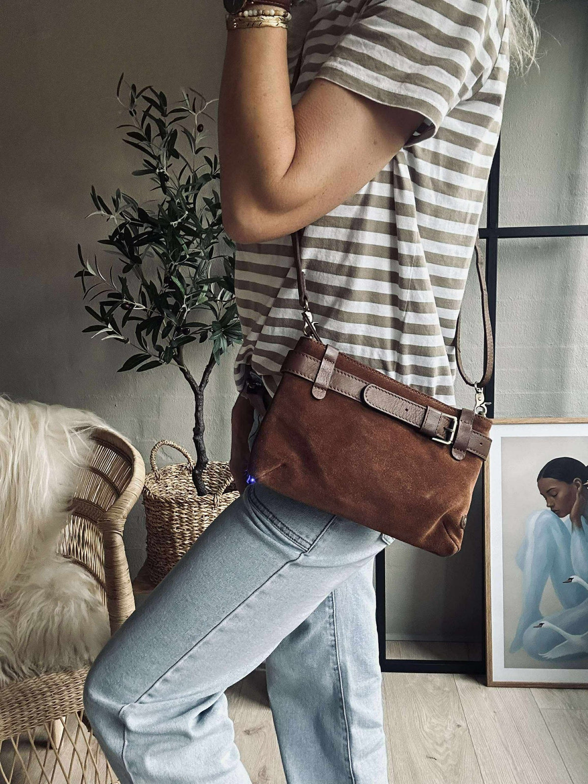 Clutch suède - Cognac