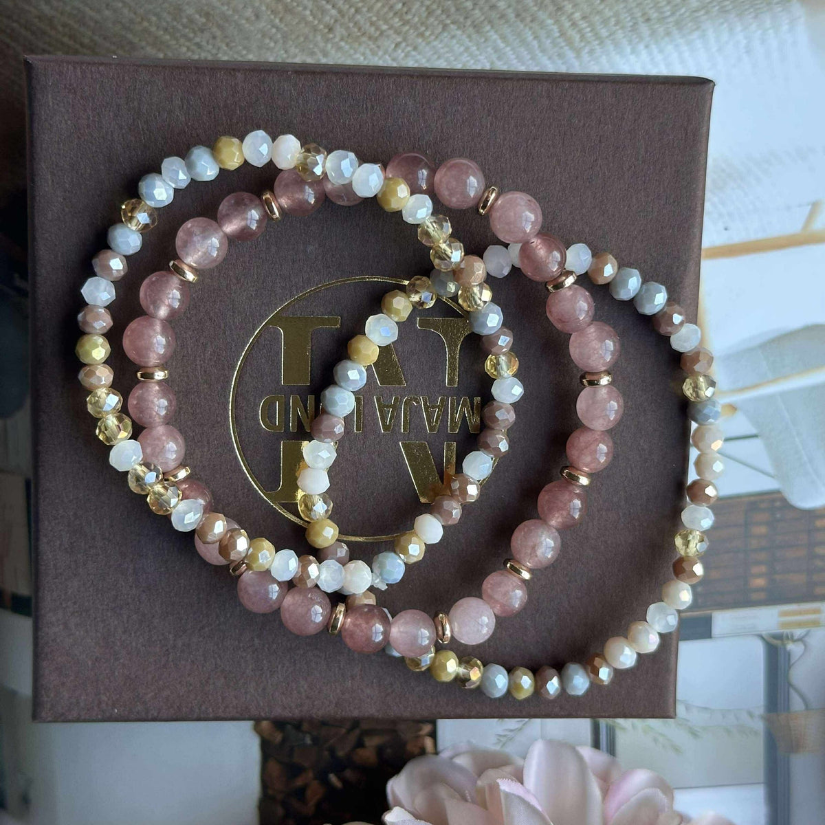 Armbanden Luna Vintage Rose – Set van 3 stuks