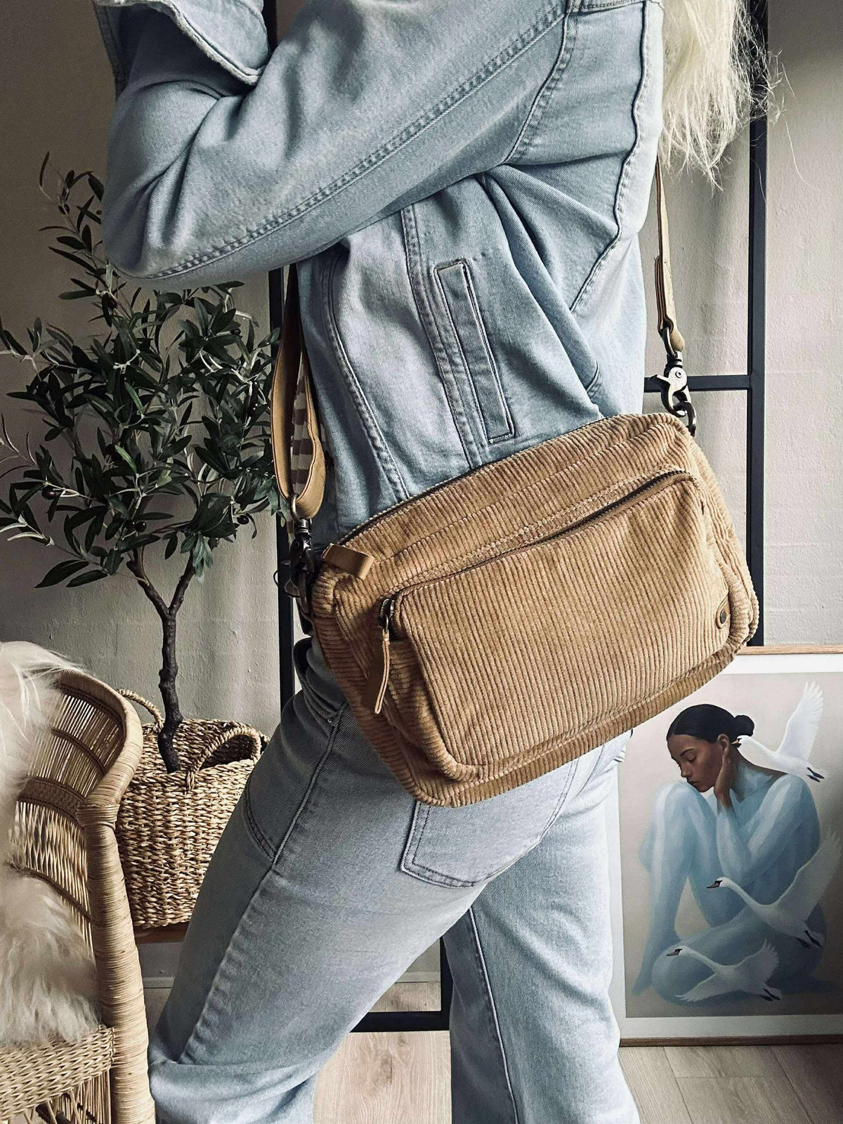 Crossbody Tan fluweel