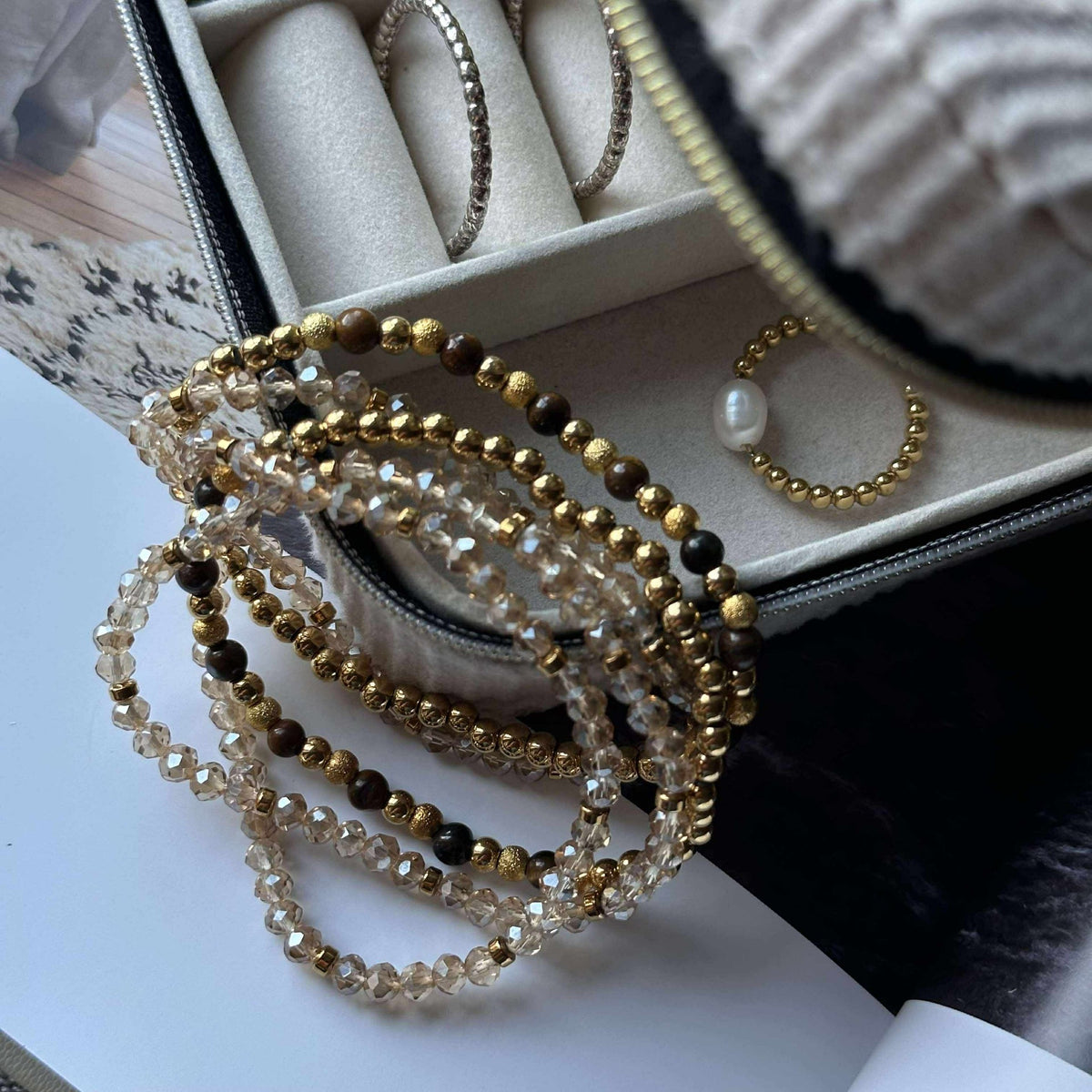 Armband Ofelia Tiger Eye - Set van 5 armbanden