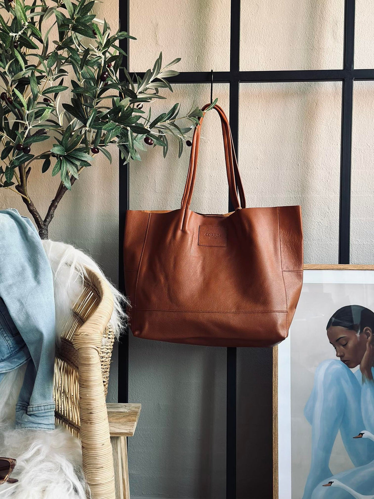 Shopper Daily van zacht leer - Cognac
