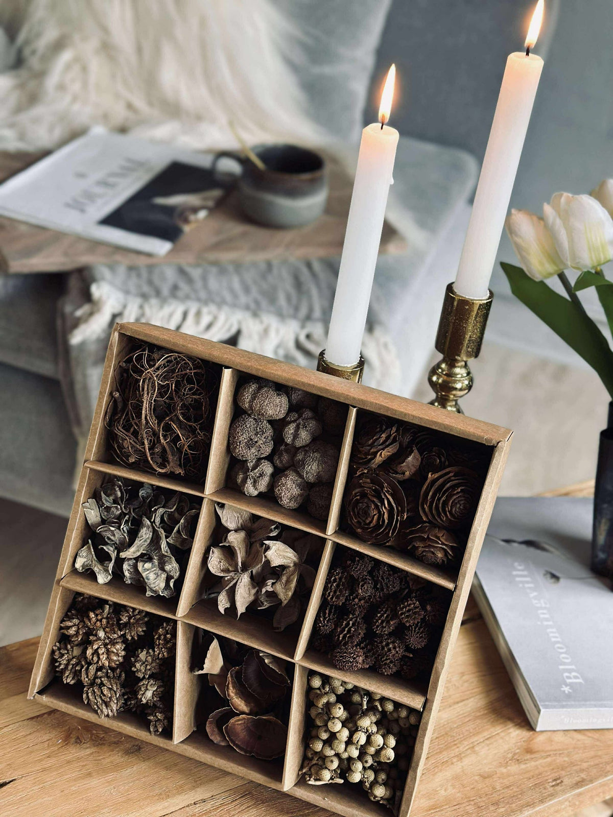 Decoratieve kist met natuurversiering - MIX