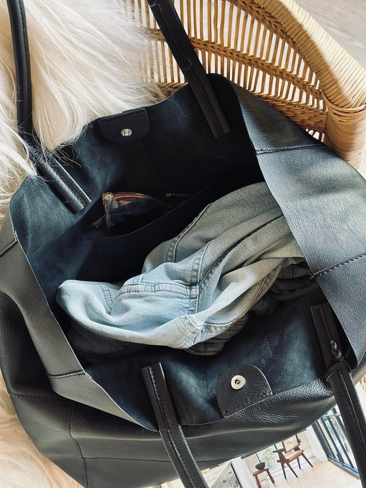 Shopper Daily van zacht leer - Black