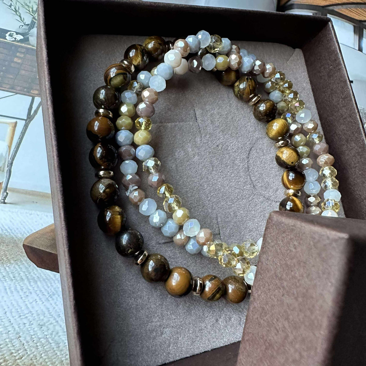 Armband Luna Tiger Eye – Set van 3 stuks
