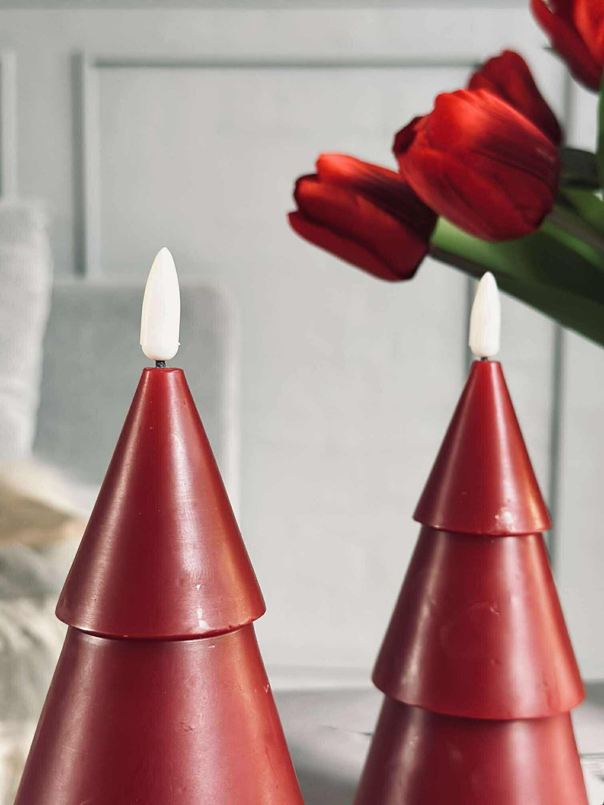 LED Kerstboom 3 stuks m. afstandsbediening Rood